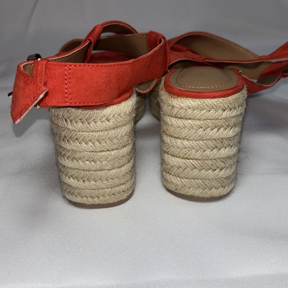 H&M Orange Suede Espadrille Wedge Sandals Size 39 - Picture 4 of 6